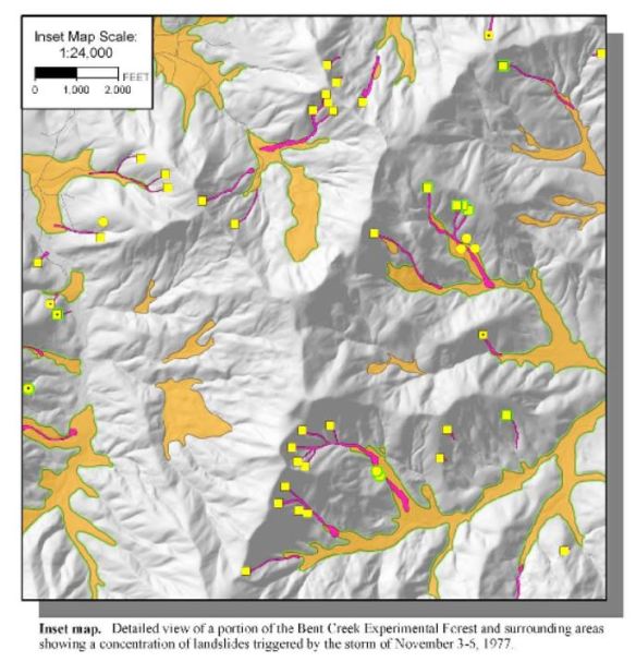 Excerpt from Buncombe County Slope Movement & Slope Movement Deposits Map